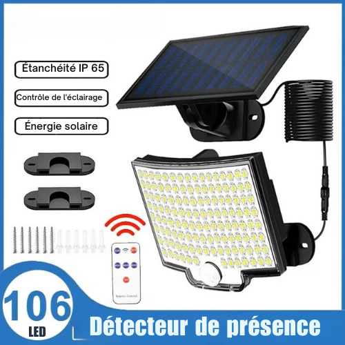 Lampe Solaire Extérieure 106 LED + 5m de câble