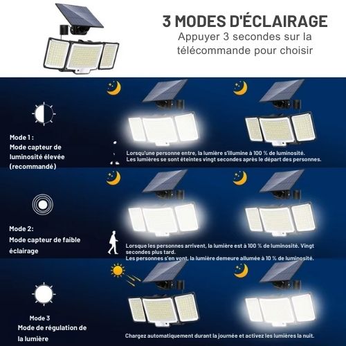 Lampe Solaire Extérieure  328 LED + 5m de câble